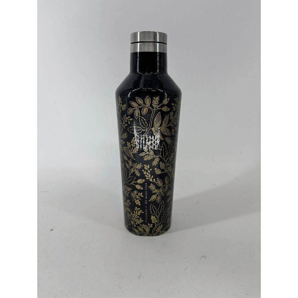 Corkcicle x Rifle Paper Black Gold Floral Queen Ann Canteen 16 Oz